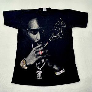 Rare Vintage 2000s Tupac Shakur Makaveli Brand Jeweled Black Shirt Pro5 Men 2XLT